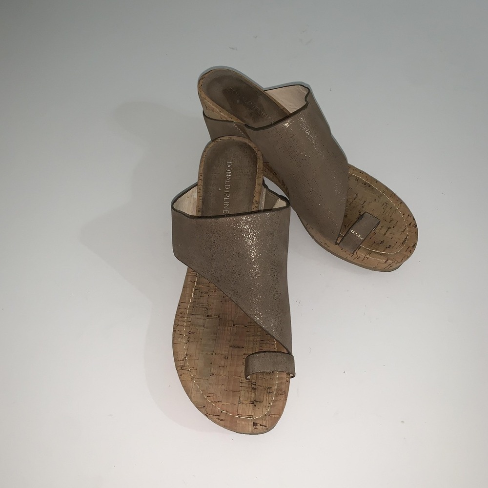 Donald J Pliner Sandals Womens Size 9.5 Brown Leather Slide Wedge GYER2-6060